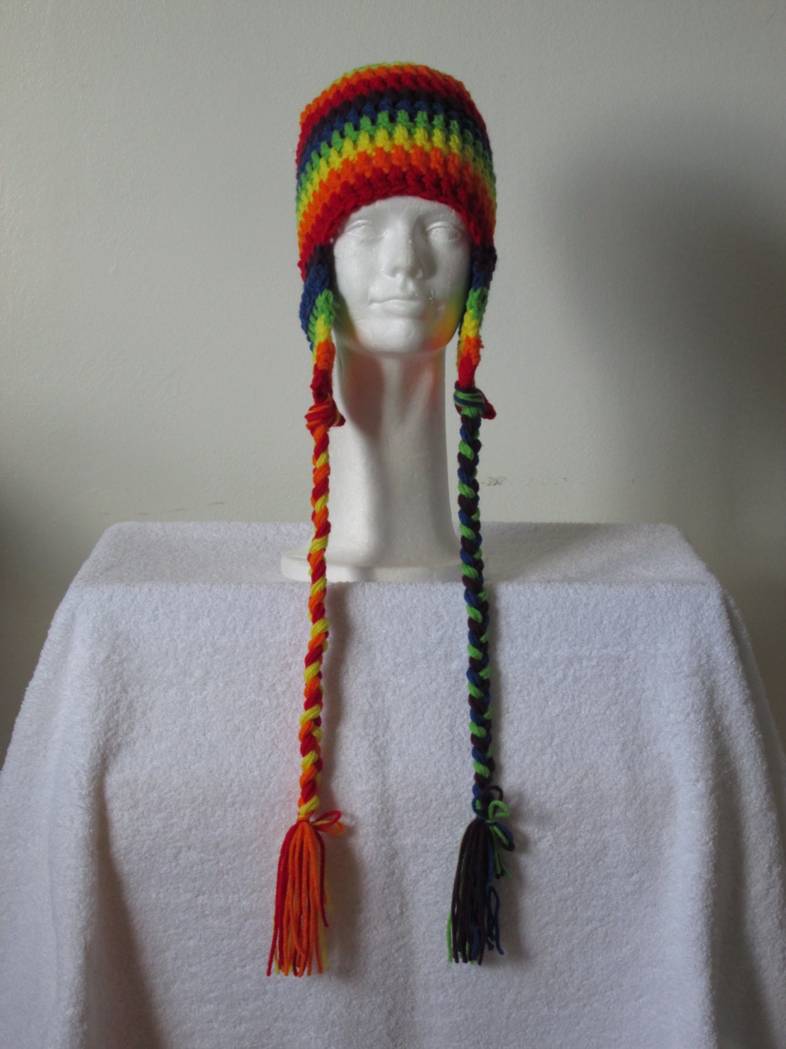 Chunky Beanie Hat with Earflaps and Braided by VansBasicWear