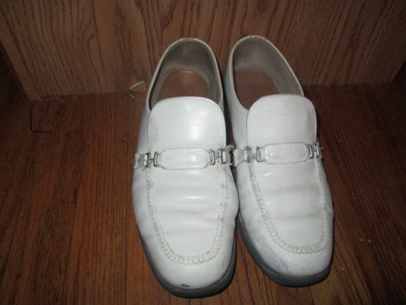 8 SHOES ONLY vtg UGLY Mens white patent leather by FavoredFASHIONS