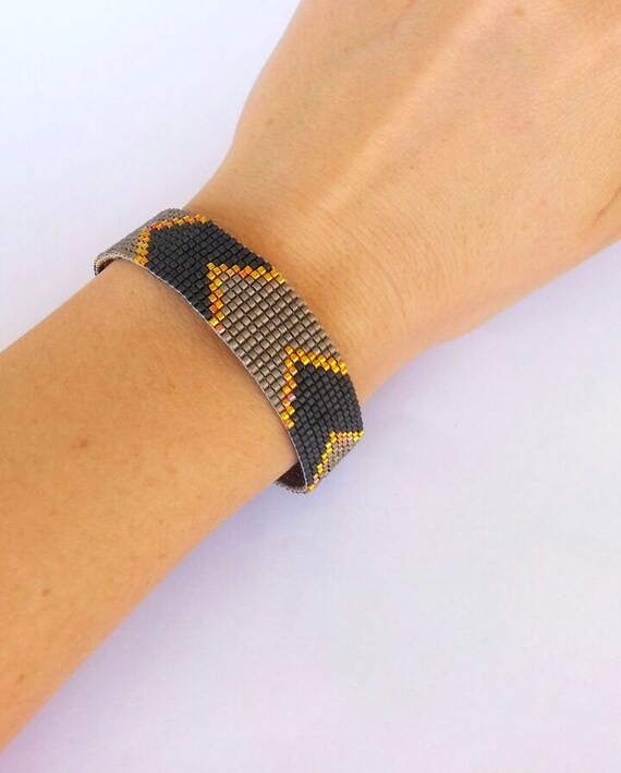 Loom Beaded Bracelet Modern Jewelry Geometric Bracelet by ByElir