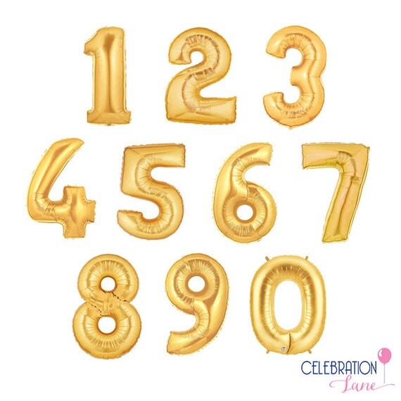 Gold Number Balloons 16 inch Foil Mylar Balloons