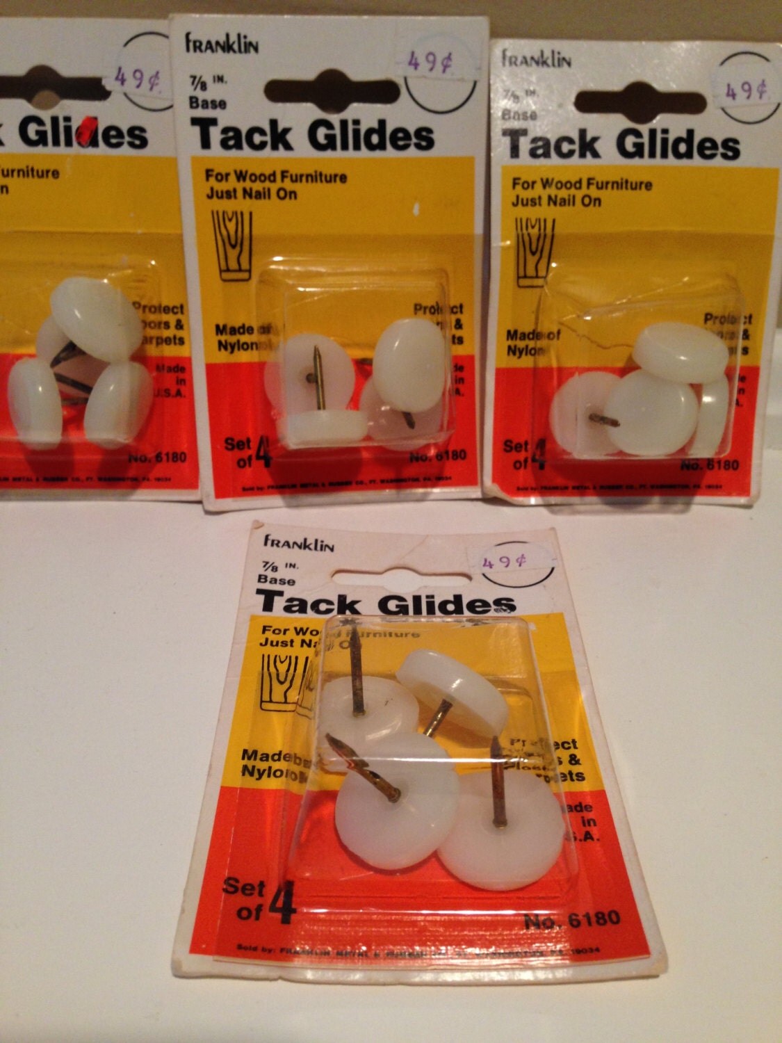 Vintage Tack Glides 7/8 inch chair glides Wood Furniture Nylon Tack Glides Supplies DIY