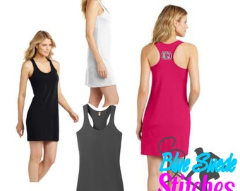 Monogrammed Swimsuit Coverup - Racerback Tank Dress | Beach Coverup | Pool Coverup | Monogram Coverup | Greek | Monogram Summer Dress