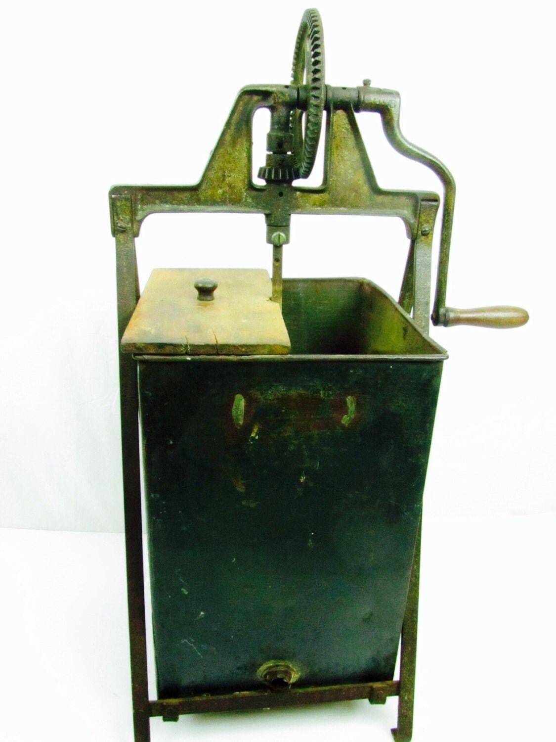 Metal butter churn antique churn metal box industrial