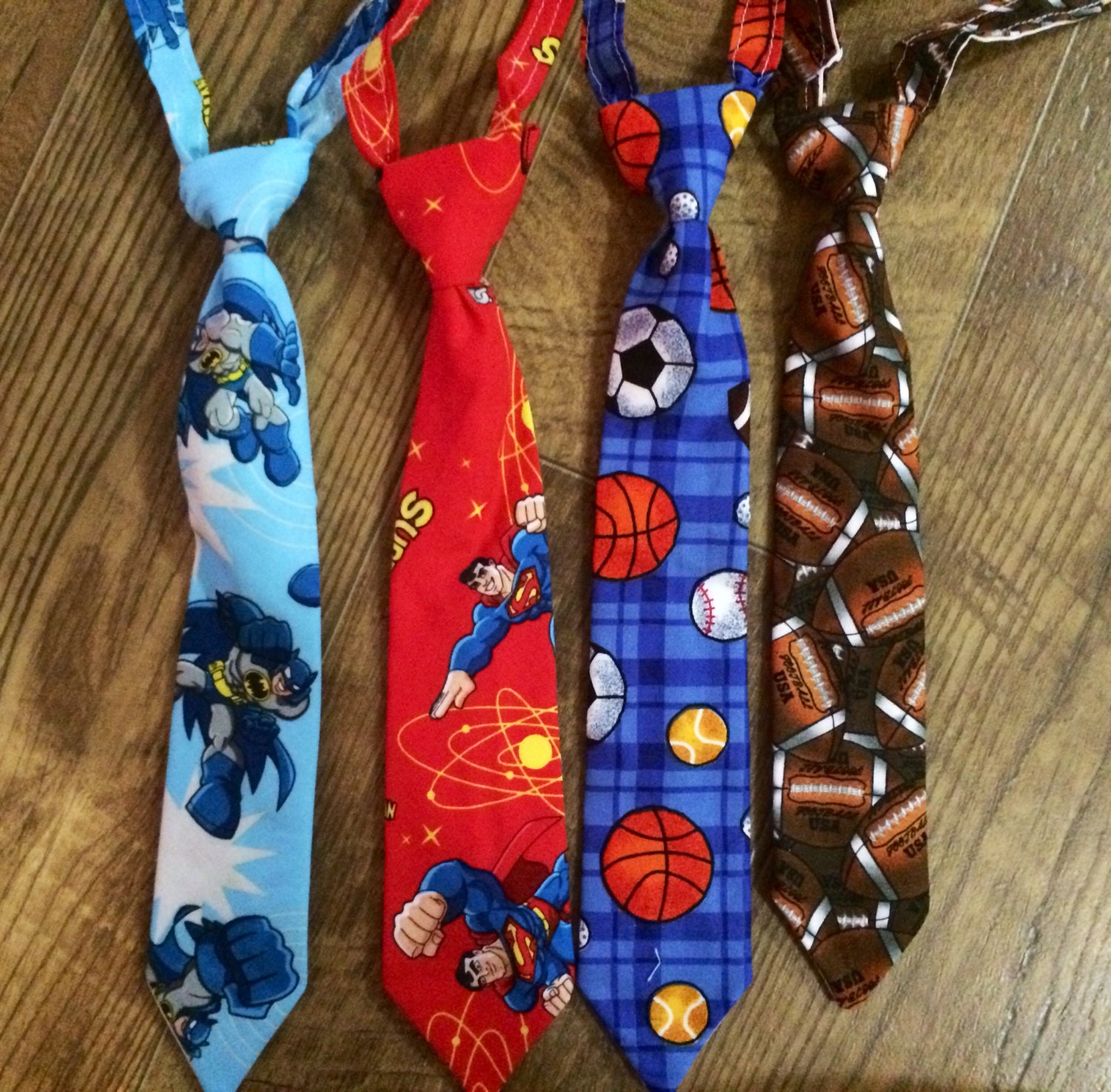 Fun ties for boys/toddler Batman Superman Sports Theme