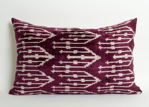 Deep Purple Ikat Pillow Cover Purple Cream Pillow by pillowme