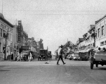 Broadway at 4th Street- 1930s- Santa Ana, California Photo Print
