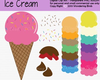 Ice Cream Clipart For Personal and Commercial Use - Digital Clip Art - Instant Download - ice cream clip art - clipart - icecream