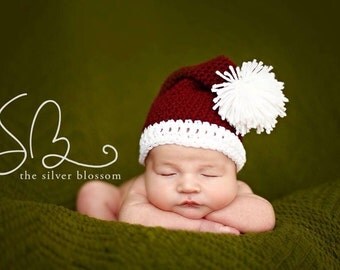 Baby Santa Hat, Newborn Photo Prop, Crochet Santa Hat, Toddler Santa Hat, Santa Hat Costume