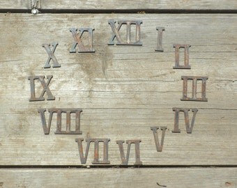 3 inch Roman Numerals Numbers Clock Set (1-12) Rusty Vintage Style Metal Steel Wall Art Ornament Magnet Stencil Craft