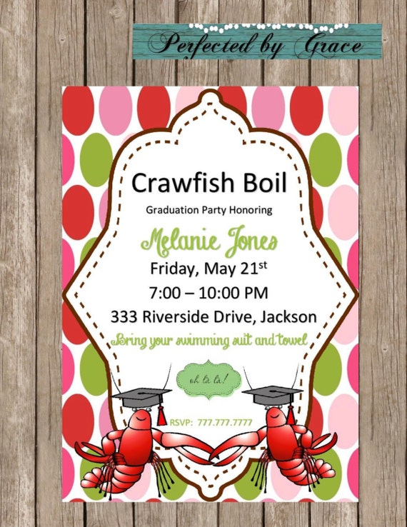 Printable DIY Crawfish Boil Invitation Graduation Party