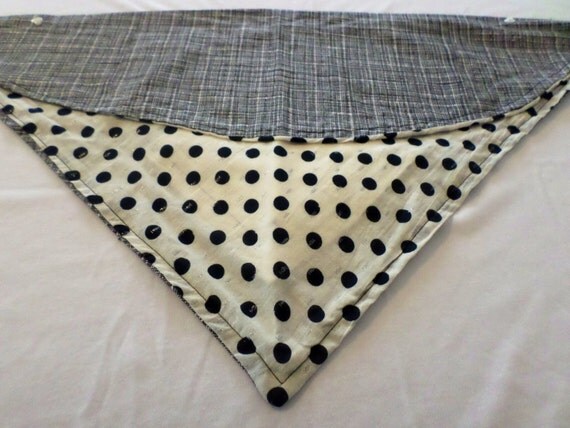 Gemini XL: Black/White Crosshatch Pattern & Polka Dot w/ Silver detail Reversible Bandana with Stash Pocket by BandHäna