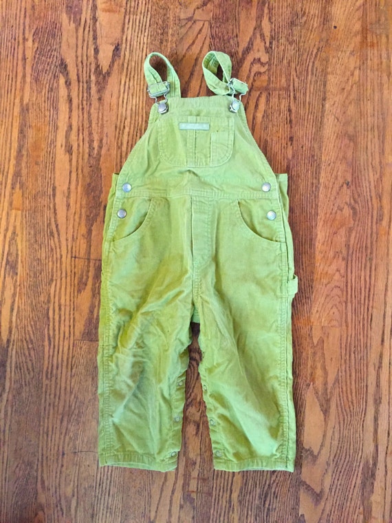 Vintage Baby Gap Pea Green Corduroy Overalls Size 3