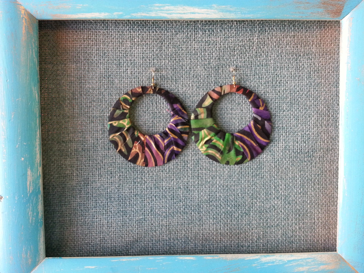 Fabric Earrings/ Teardrop Earrings/ Boho Earrings/ Bohemian/