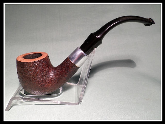 Briar PIpe - Fine Bent Billiard with Needlepoint Rustication, Nickel Band