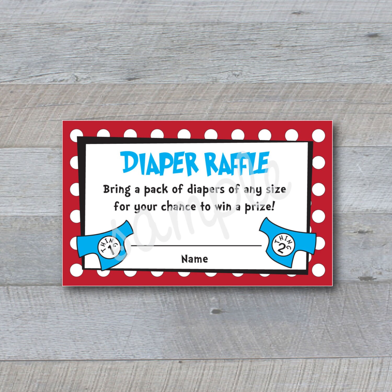 Dr Seuss Inspired Baby Shower Diaper Raffle Ticket Printable