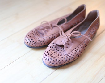 Items similar to Woven Cut Out Oxfords Size 6.5-7 on Etsy