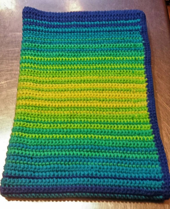 Ombre Crochet Baby Blanket Blue Macaw by littlesisters3 on Etsy