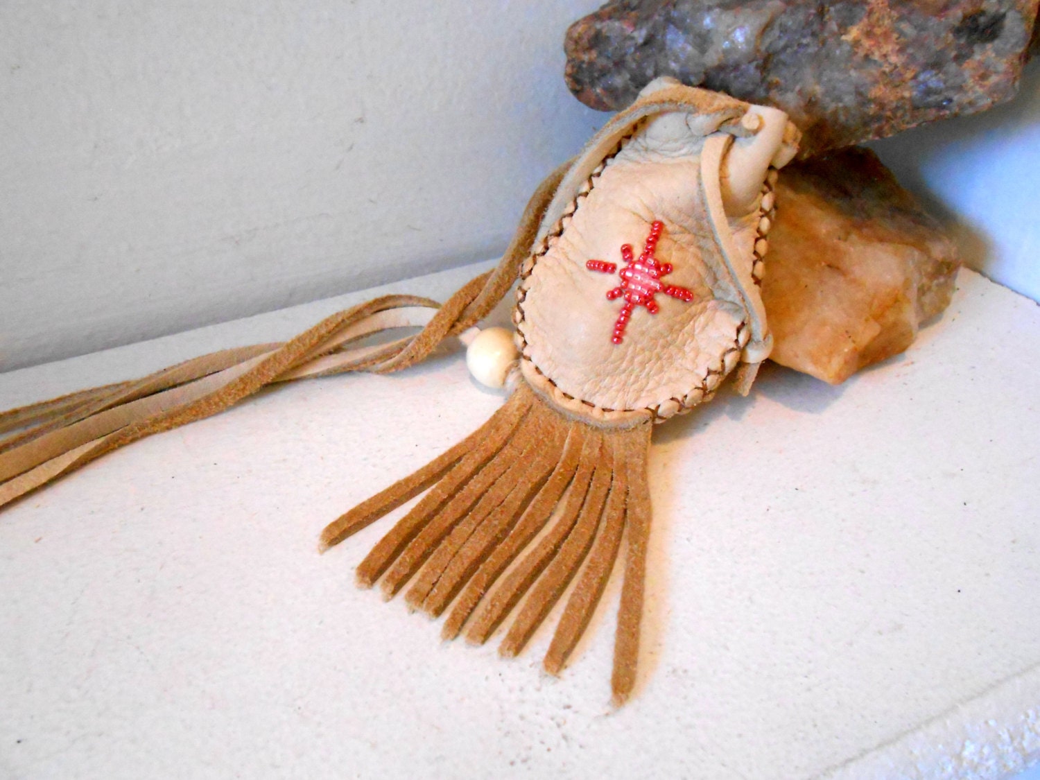 Beaded Medicine Bag Small Leather Pouch Native American