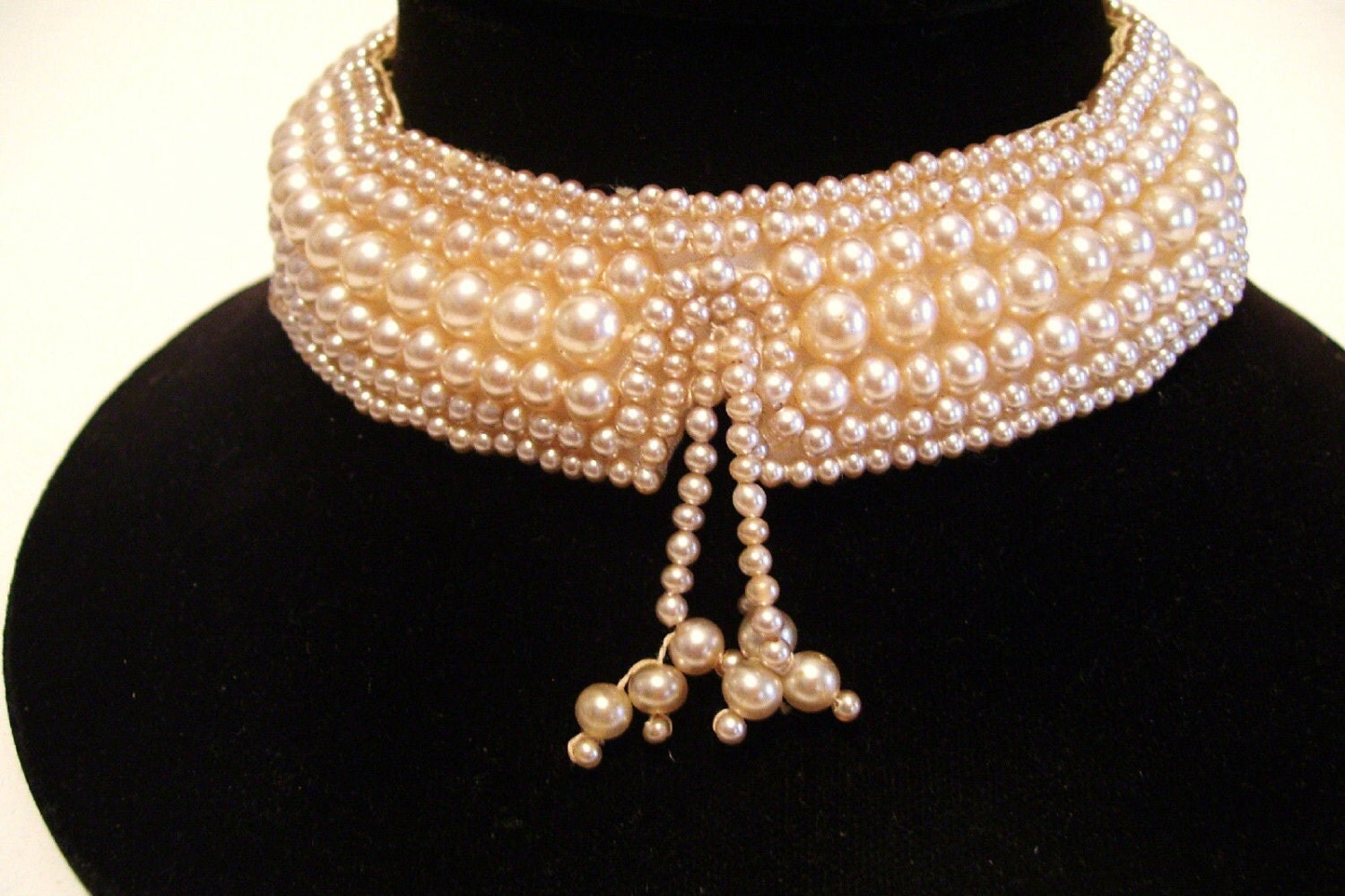 Vintage 1940s Faux Pearl Choker Necklace Japan Hand Made