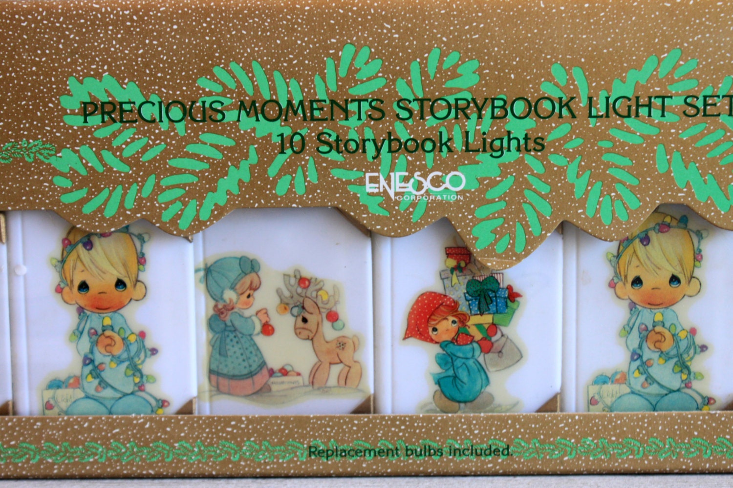 vintage precious moments storybook christmas light set in box vintage precious moments storybook christmas light set in box