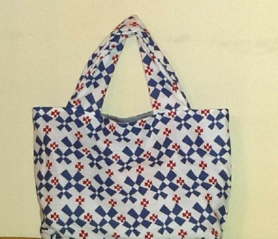 Blue and red grocery bag Blue and red martket tote