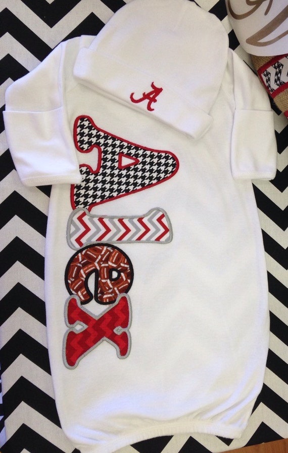 Items similar to Alabama Football Inspired New Born Baby Gown and Cap