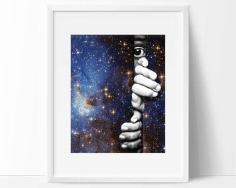 Galaxy art print - Space and stars poster - Truth is out there - Explore life print surreal