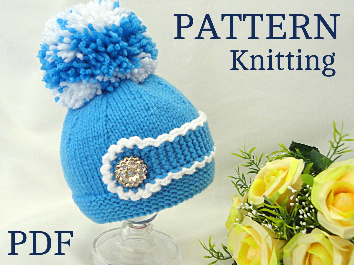 Baby Hat Knit PATTERN Baby Girl Beanie Nwborn Hat Baby Bonnet