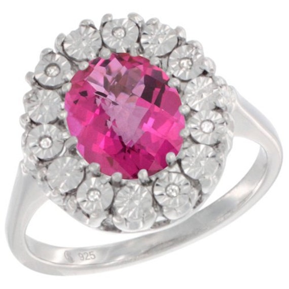 Sterling Silver Natural Pink Topaz Ring Oval 9x7 by WorldJewels