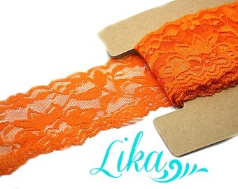 Stretch Orange Lace - 2 Inch Wide Stretch Lace by the Yard - Stretch Lace - Lace for Headbands - Wholesale Headbands - 3, 5, or 10 Yards