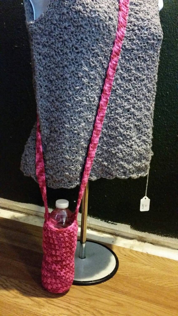 over the shoulder water bottle holder candy print by katkrogcrafts