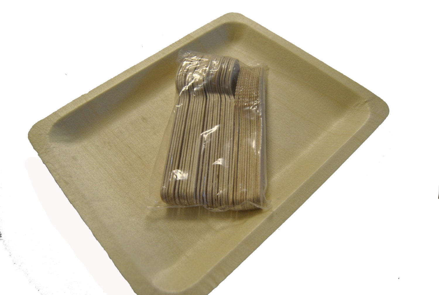10 Wooden disposable rectangular plates with 6