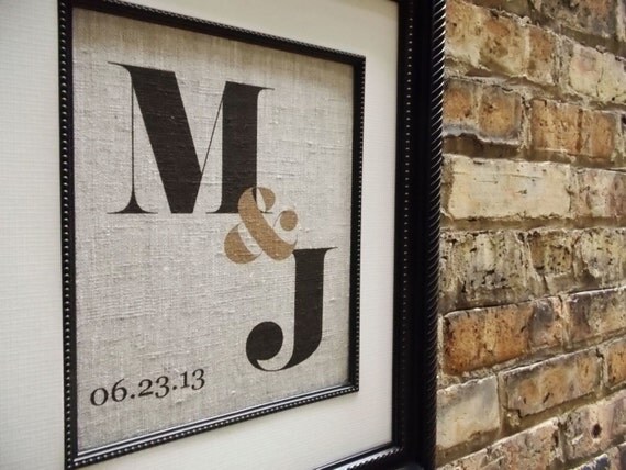2nd Anniversary Cotton Gift Modern Initals Print Perfect Gift for ...