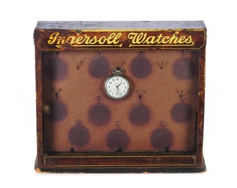 Ingersoll Original c.1920s Pocket Watch Store Display Case-Rare
