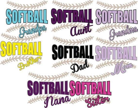 Softball with laces Multi Pack SVG Cutter Design INSTANT