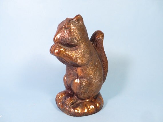 Vintage Copper Squirrel Bank Figurine Cast by MonochromeVintage