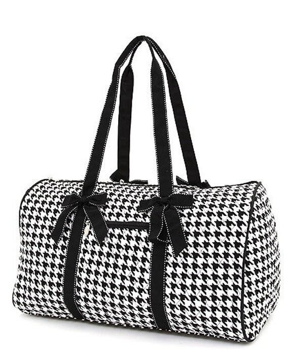 Items similar to Personalized Embroidered Houndstooth Duffle Bag