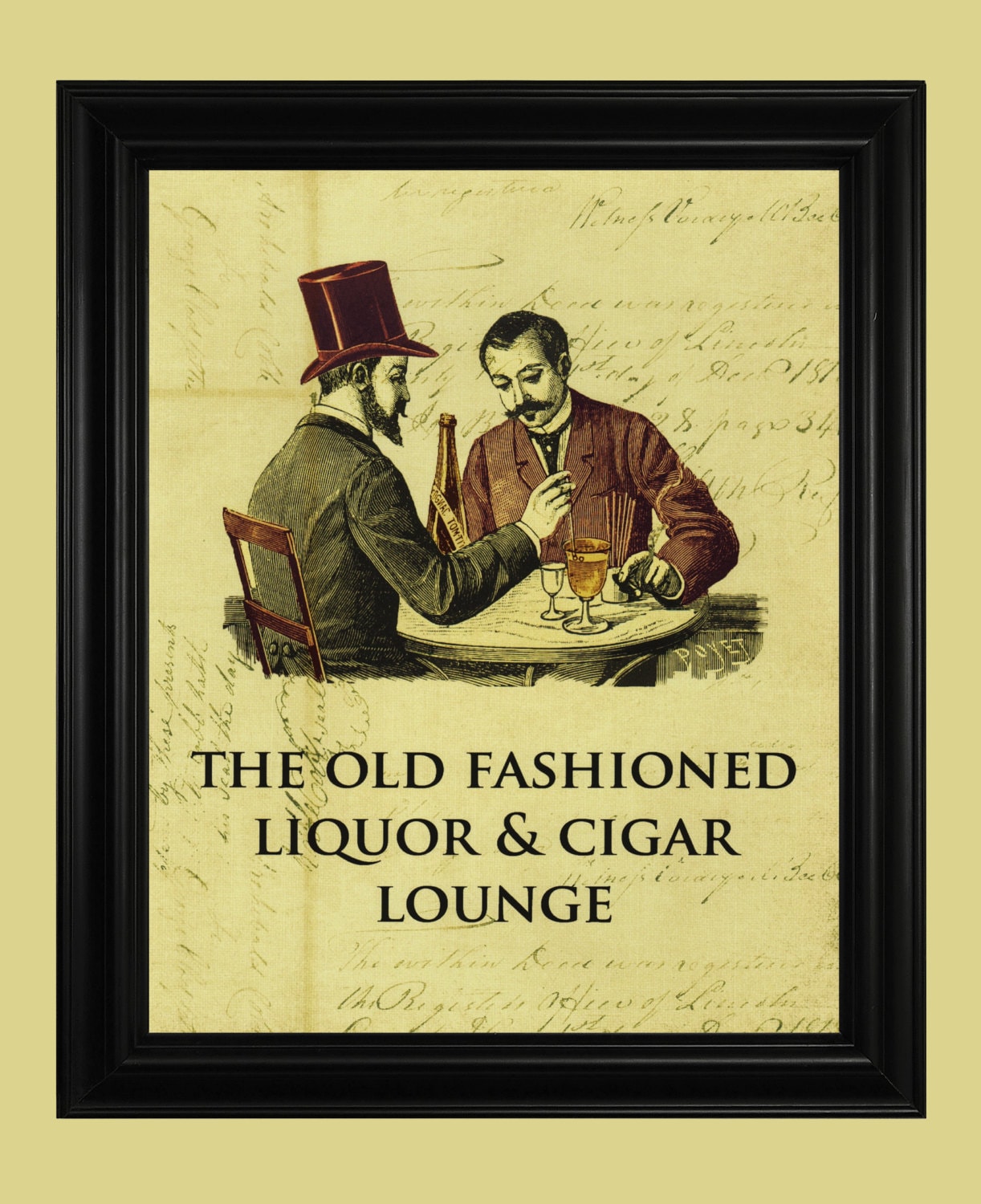 Old Fashioned Liquor and Cigar Sign Smoking Room Poster  Art