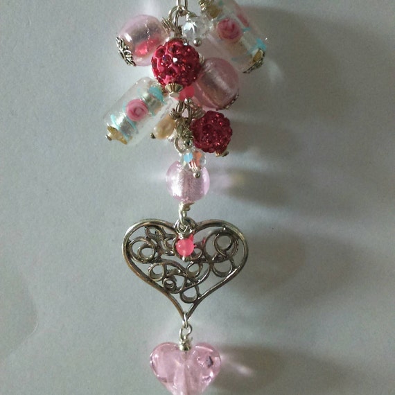 Pink Keychain keyring charm pink bag charm by ElyahJewellery