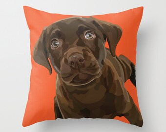 chocolate labrador pillow