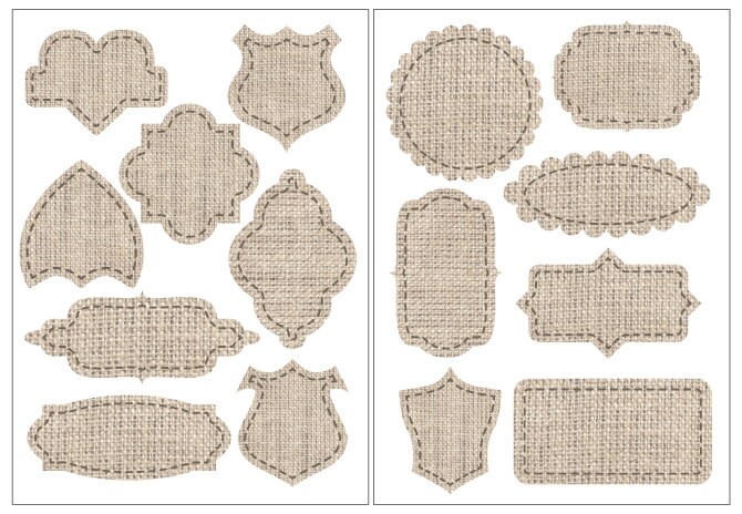 Burlap Labels Clip Art Printable Linen Digital Paper Tags