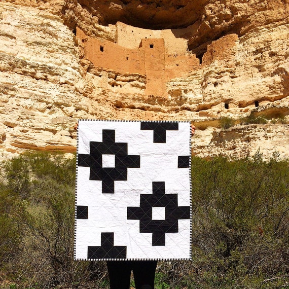 Items similar to Black and white Aztec crib quilt on Etsy