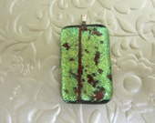 Dichroic Pendant - Fused Glass Pendant - Gold Pendant - Glass Jewelery - Sterling silver plated bail - Measures 1.50" x 1"