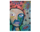 Contemporary Outsider Art - Primitive Face Painting - Staring Eyes Art - Raw Art Face - Lowbrow Portrait - ArtBeartriceM - Beatrice Artist Contemporary Outsider Art - Primitive Face Painting - Staring Eyes Art - Raw Art Face - Lowbrow Portrait - ArtBeartriceM - Beatrice Artist