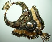 The Midas Touch...bead embroidered necklace, collar plus matching earrings