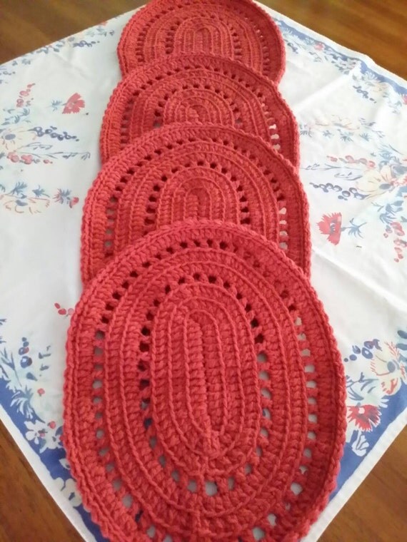 Oval crocheted placemats