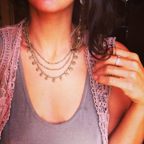 Tribal necklace with brass beads TRIBAL jewelry bohemian gipsy