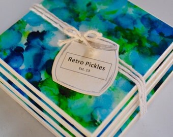 Ceramic Tile Coasters - watercolour