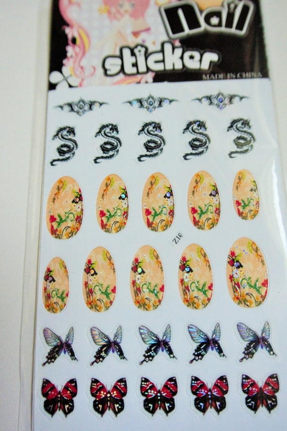 Items similar to kids nail decal, ages 8-15 y/o butterfly nail art ...