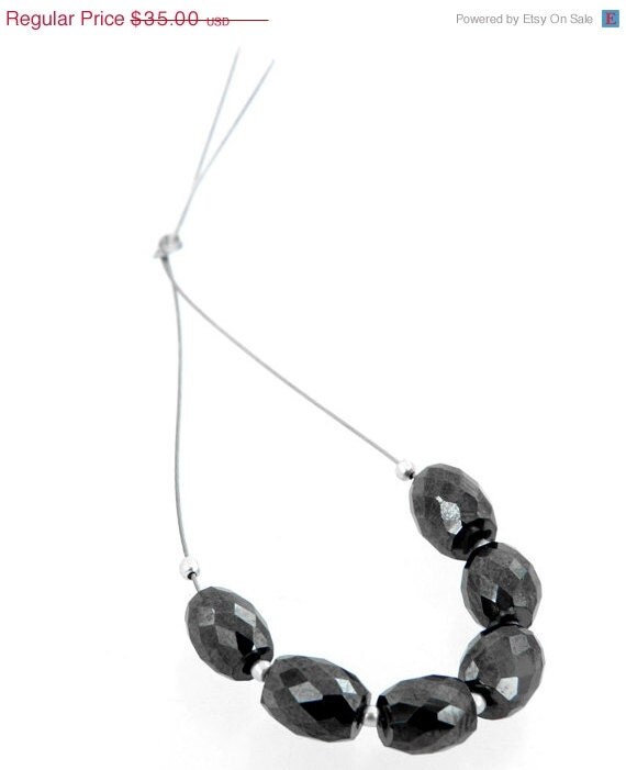 50% SALE 13.25 Carats Black Diamond AAA Quality 6x7mm Oval Loose Beads ...